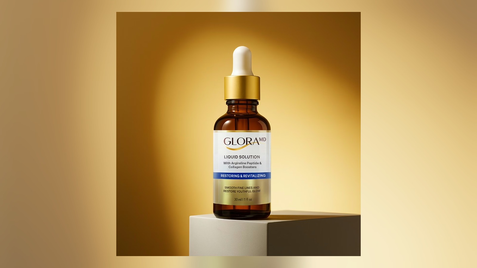 Fotografía oficial del frasco de sérum facial GloraMD