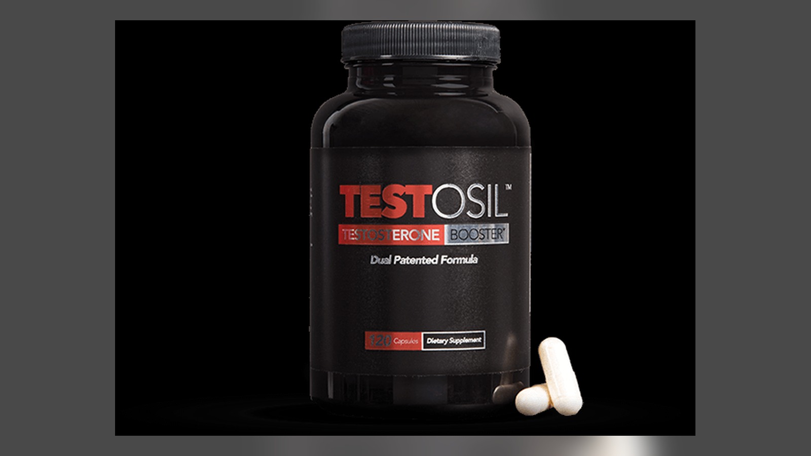 Fotografía oficial del frasco Testosil Testosterone Booster con cápsulas